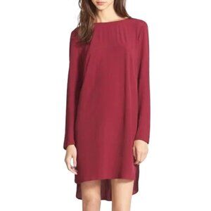 NEW Wayf Long Sleeve High Low Crepe Shift Dress Sz. S